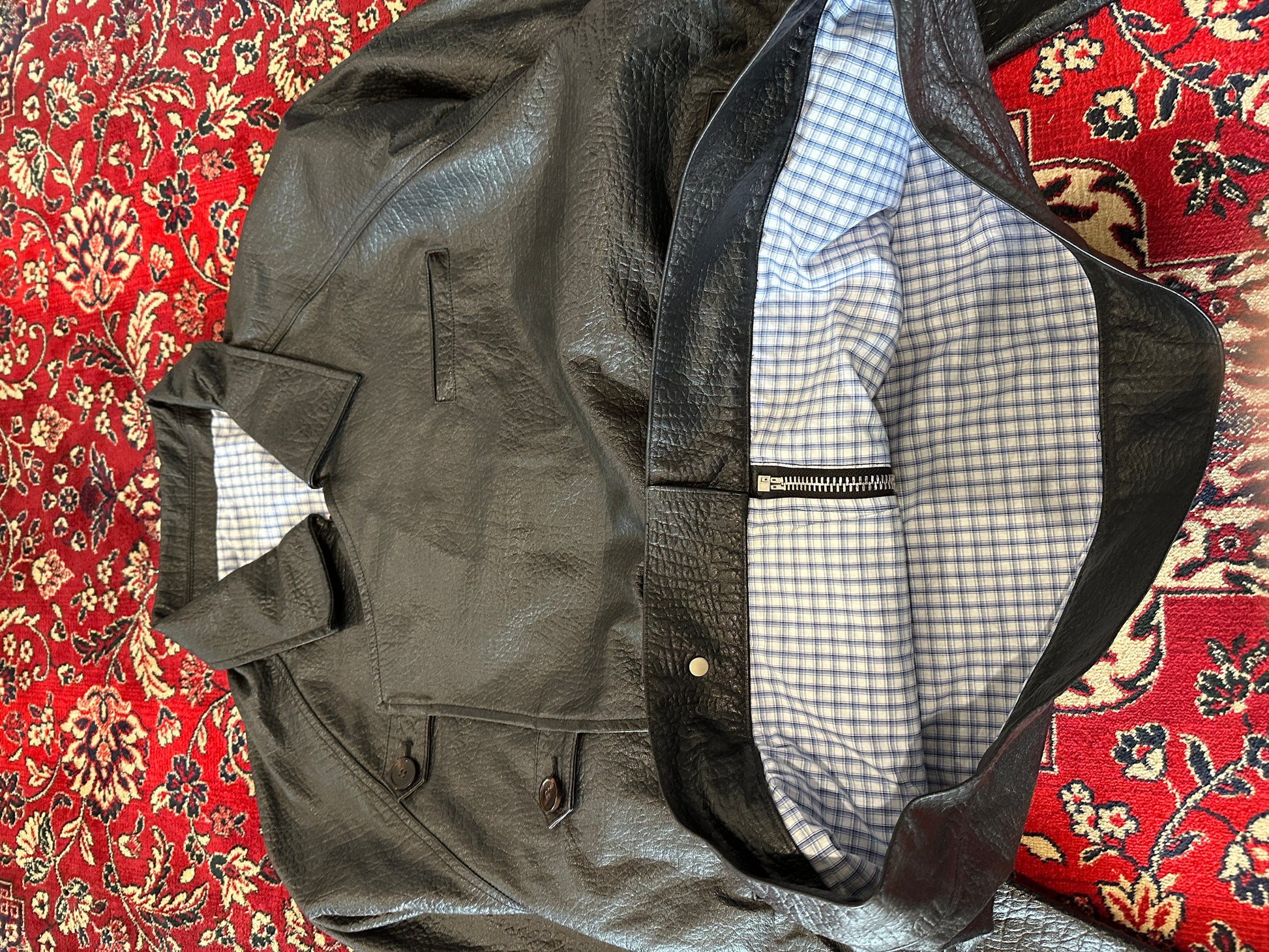 Black Leather Side Closure Jacket back