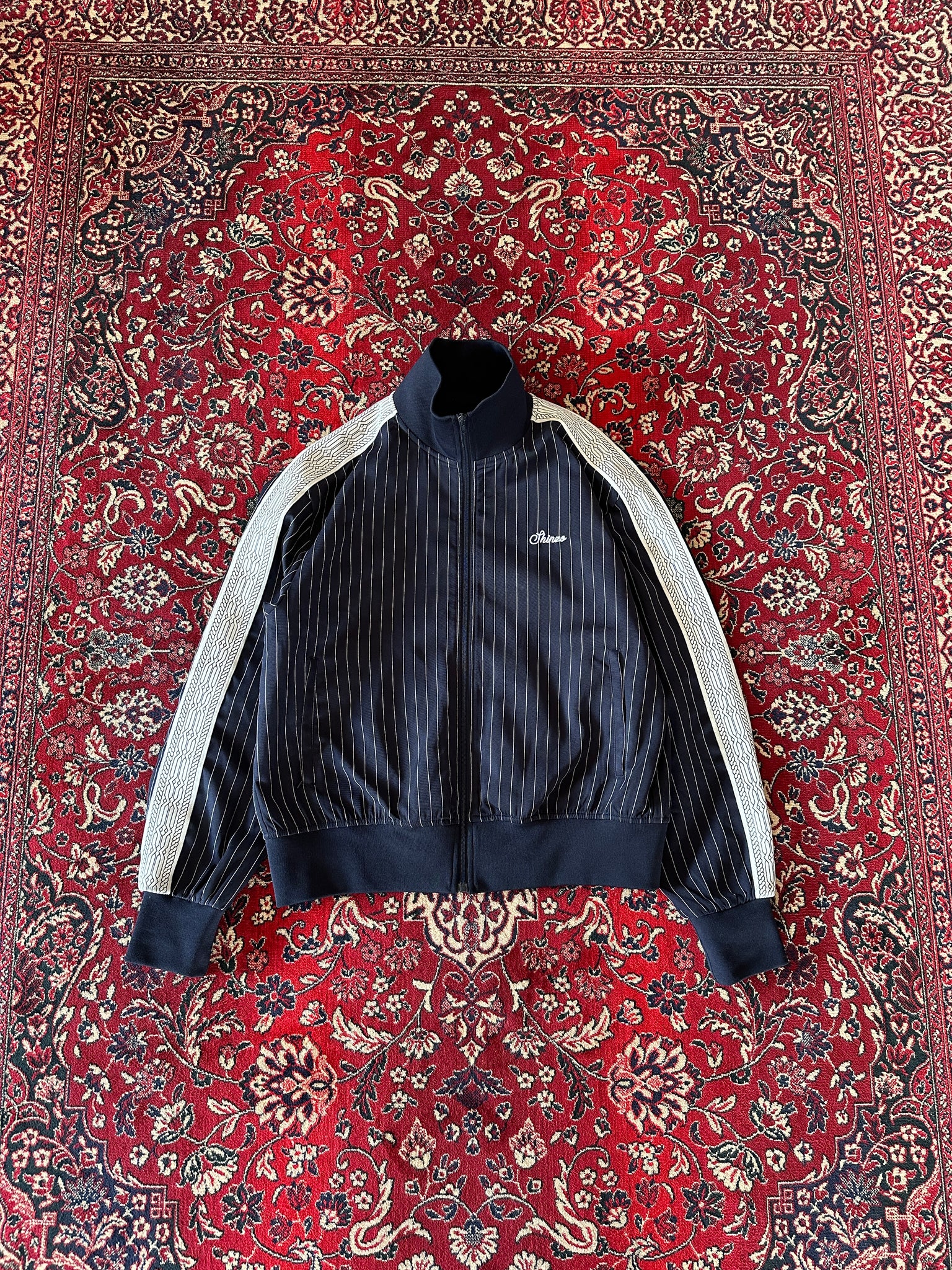 Navy Blue Pinstripe Track Jacket - IMG_6344