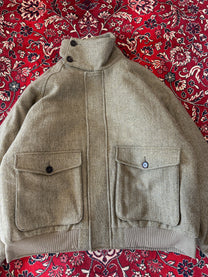 Green Herringbone Bomber high neck