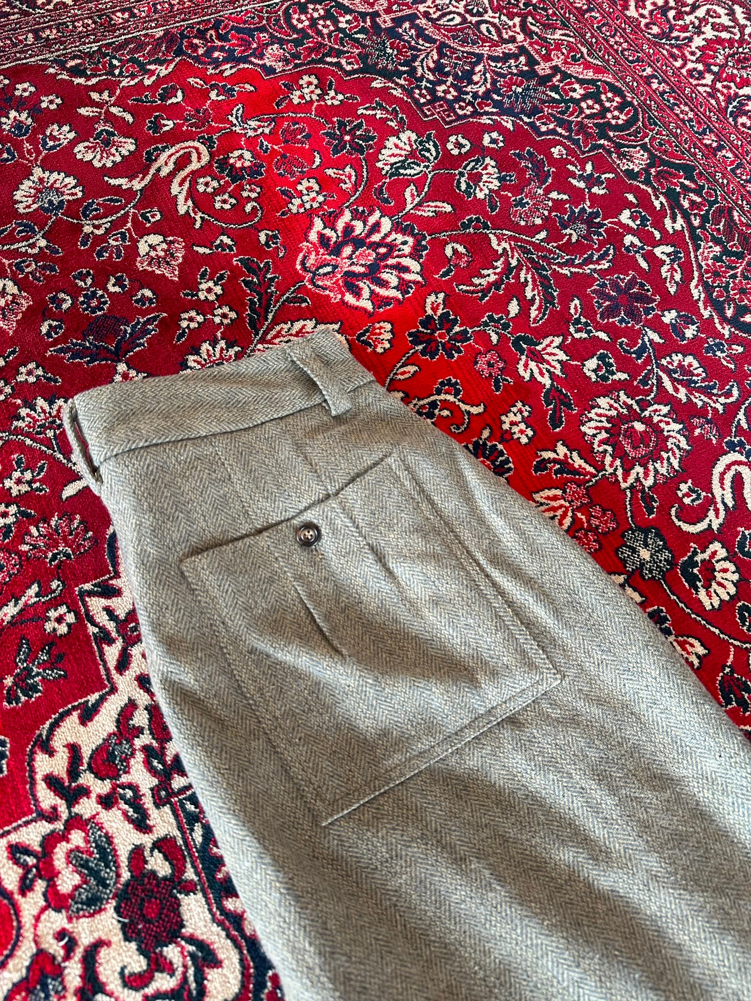 Green Herringbone Pant