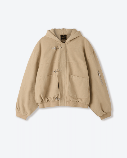 Shige Khaki Canvas Clasp Bomber Jacket – Shinzo