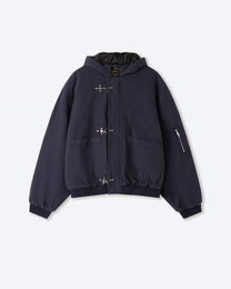 Shige Navy Canvas Clasp Bomber Jacket – Shinzo